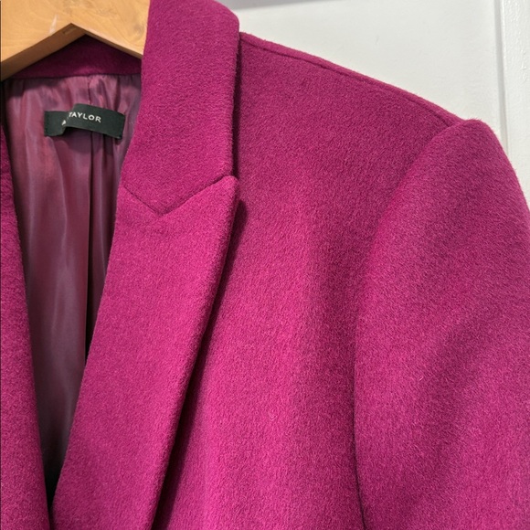 ANN TAYLOR Wool Blend Long Chesterfield Coat Magenta Purple Size Medium - Picture 14 of 14